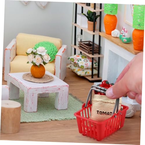 NUOBESTY 10Pcs Mini Shopping Basket Mini Supermarket Cart Tiny Plastic Retail Shopping Baskets with Handles for Kids Party Favors Dool House Ornament Red - Image 4