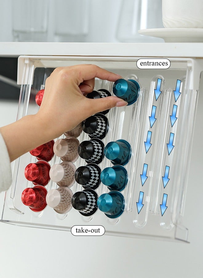 BF HOME Capsule Coffee Pod Holder Wall Mounted Organizer with Drawer for Kitchen and Office Coffee Capsule Organiser No Drilling Required - Image 2