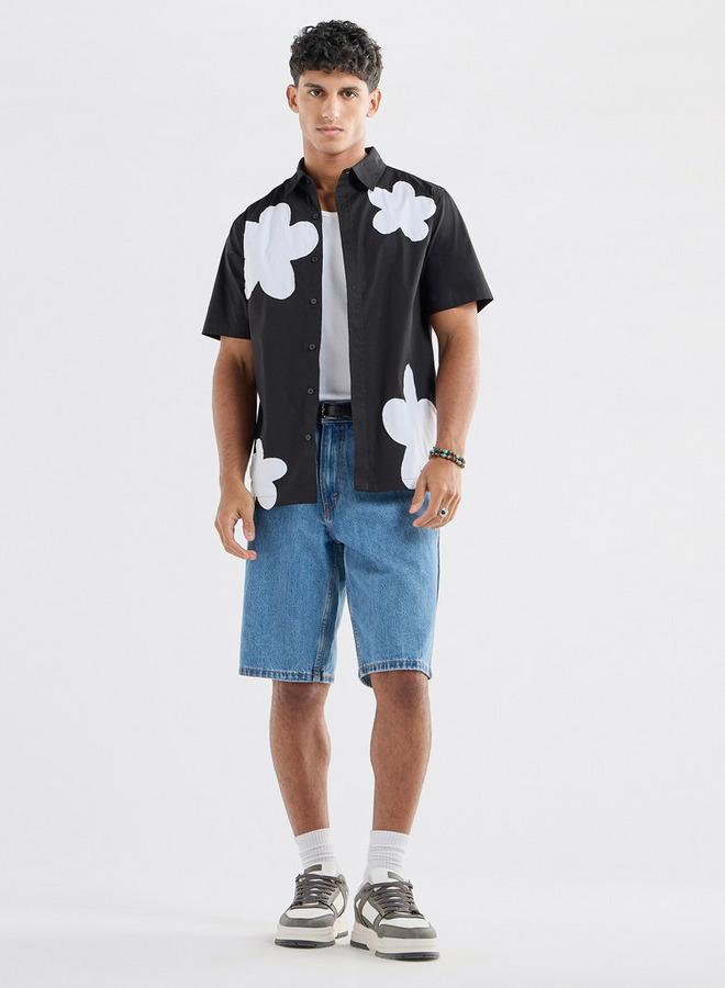 سبلاش فيڤ قميص بأكمام قصيرة وبزخارف زهرية - Image 2