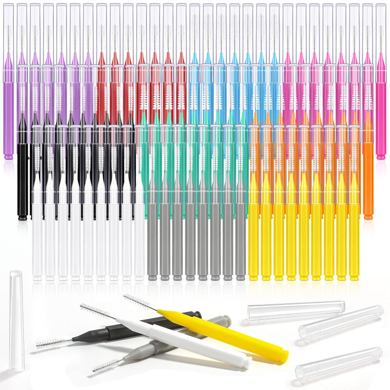 Modacraft 120Pcs Interdental Brush 6 Sizes Braces Brush Toothpicks with Soft Bristles 360 Bendable Floss Heads Dental Brushes Between Teeth Gum Braces Cleaning Kit Oral Tooth Cleaning Tool