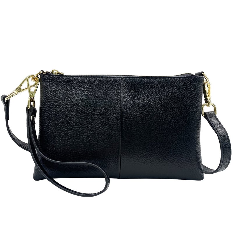 Beurlike Leather Wristlet Wallet Clutch Purses For Women Small Crossbody Phone Bags (Black) - Image 3