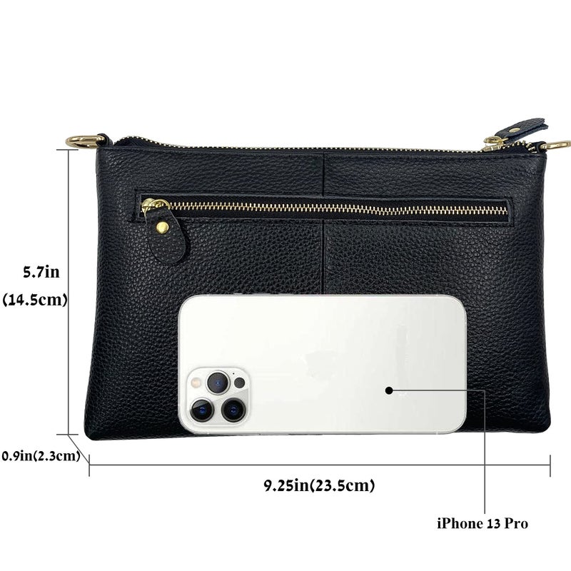 Beurlike Leather Wristlet Wallet Clutch Purses For Women Small Crossbody Phone Bags (Black) - Image 4