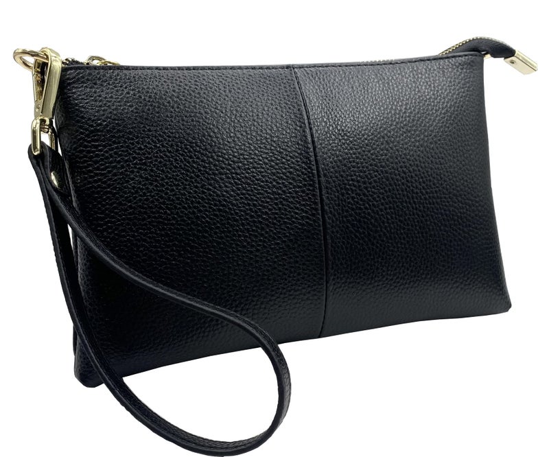 Beurlike Leather Wristlet Wallet Clutch Purses For Women Small Crossbody Phone Bags (Black) - Image 1