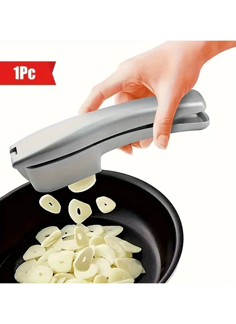 Generic Garlic Press Slicer,2 In 1 Garlic Cutter Paste Tool Aluminum Alloy Garlic Ginger Mincer Manual Ginger Extruding Clamp Kitchen Cooking Tool  - Image 1
