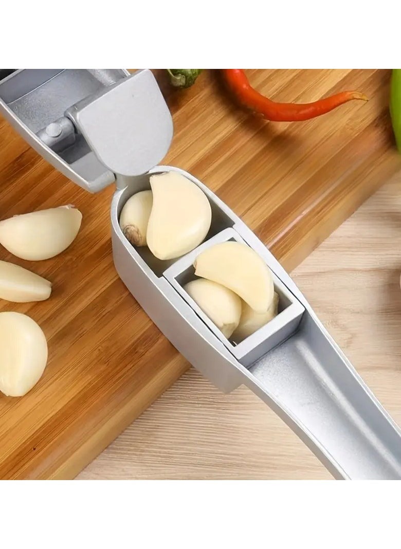 Generic Garlic Press Slicer,2 In 1 Garlic Cutter Paste Tool Aluminum Alloy Garlic Ginger Mincer Manual Ginger Extruding Clamp Kitchen Cooking Tool  - Image 5