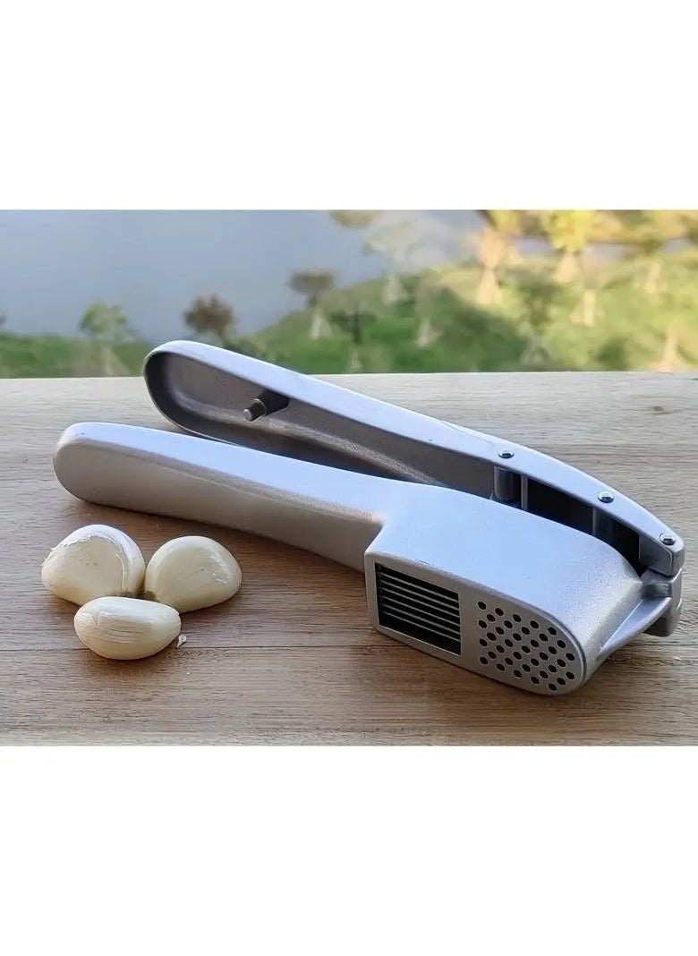 Generic Garlic Press Slicer,2 In 1 Garlic Cutter Paste Tool Aluminum Alloy Garlic Ginger Mincer Manual Ginger Extruding Clamp Kitchen Cooking Tool  - Image 4