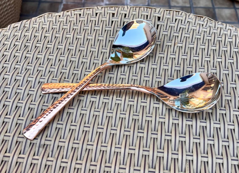 Rustic Relics Stainless Steel And Copper Made Serving Spoon Set Metal Kitchen Dining And Cutlery | Steel And Copper Metalic Finish | A Touch of Elegance to Your Dining And Serving (Pack of 2) ,21 Cm - Image 3