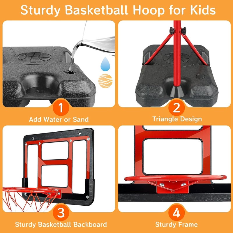 ShyLizard Boys Toy Gifts for 3 4 5 6 7 8 Years Old, Kids Basketball Hoop Adjustable Height 3.5FT-6.2FT, Mini Basketball Hoop for Kids, Basketball Goal Toys Outdoor Indoor Game Gifts for Boys - Image 5
