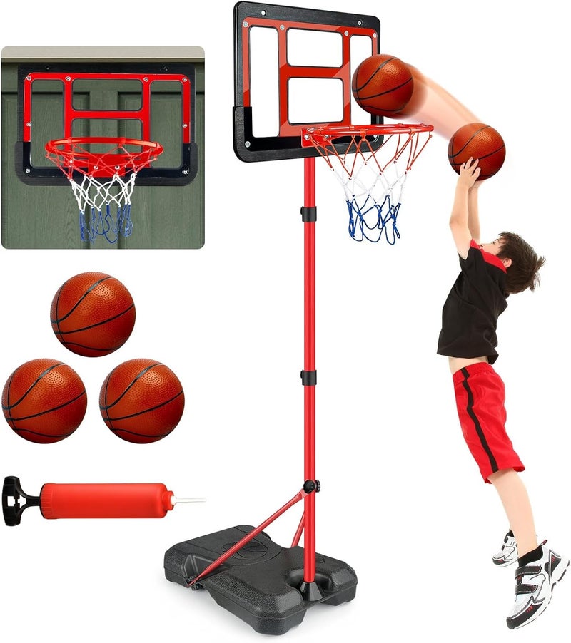 ShyLizard Boys Toy Gifts for 3 4 5 6 7 8 Years Old, Kids Basketball Hoop Adjustable Height 3.5FT-6.2FT, Mini Basketball Hoop for Kids, Basketball Goal Toys Outdoor Indoor Game Gifts for Boys - Image 1