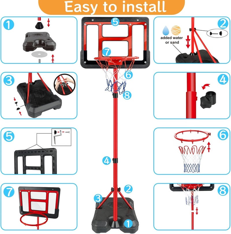 ShyLizard Boys Toy Gifts for 3 4 5 6 7 8 Years Old, Kids Basketball Hoop Adjustable Height 3.5FT-6.2FT, Mini Basketball Hoop for Kids, Basketball Goal Toys Outdoor Indoor Game Gifts for Boys - Image 4