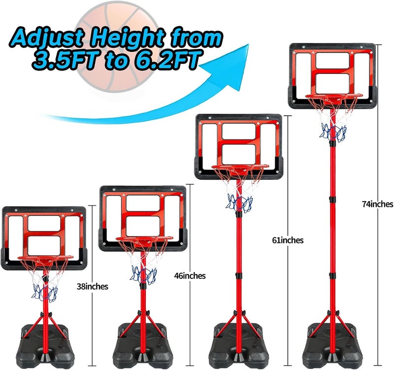 ShyLizard Boys Toy Gifts for 3 4 5 6 7 8 Years Old, Kids Basketball Hoop Adjustable Height 3.5FT-6.2FT, Mini Basketball Hoop for Kids, Basketball Goal Toys Outdoor Indoor Game Gifts for Boys - Image 3