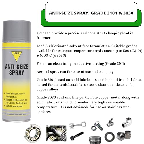 Aerol Copper Anti-Seize Lubricant Spray, Grade 3030 (300gm) | Prevents Seizure, Galling & Corrosion of Bolts, Fasteners & Threaded Connections | Metallic Brown, Serviceable Temperature, 30 to 1000°C - Image 4