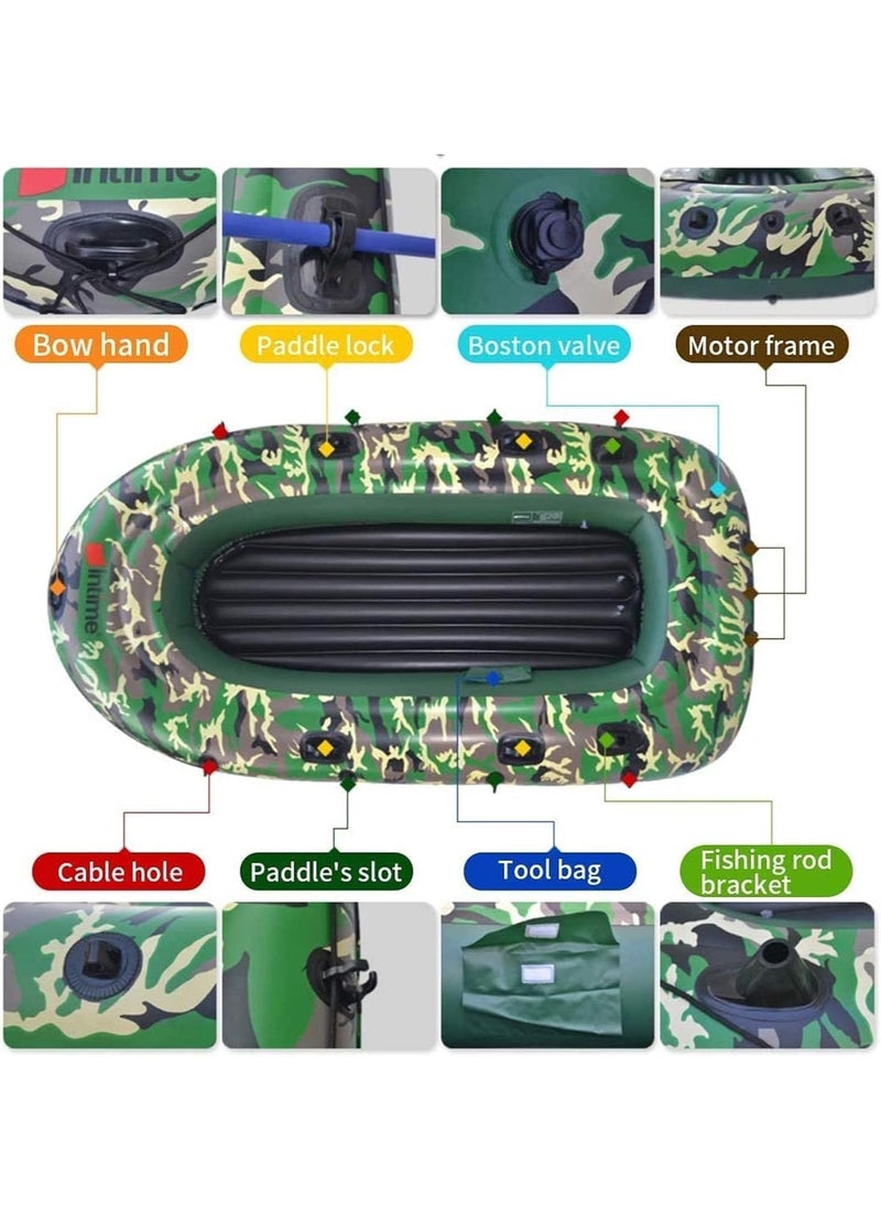 Intime Foldable Inflatable Boat Series Raft Inflatable Kayak Fishing Boat Rubber Boat Paddle Boat for Adults and Kids Rubber Boat Kayak Dinghies (Green 230CM*125CM)  - Image 4
