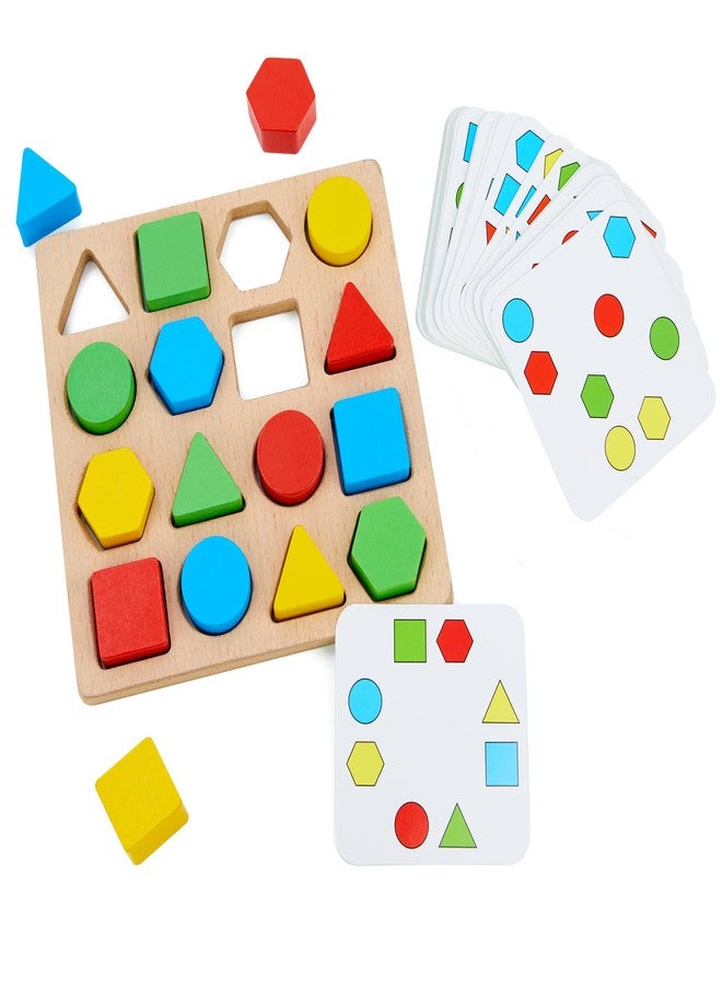 Amviner Wooden Puzzle Board for Seniors with Dementia, Color Shape Number Match - Image 1