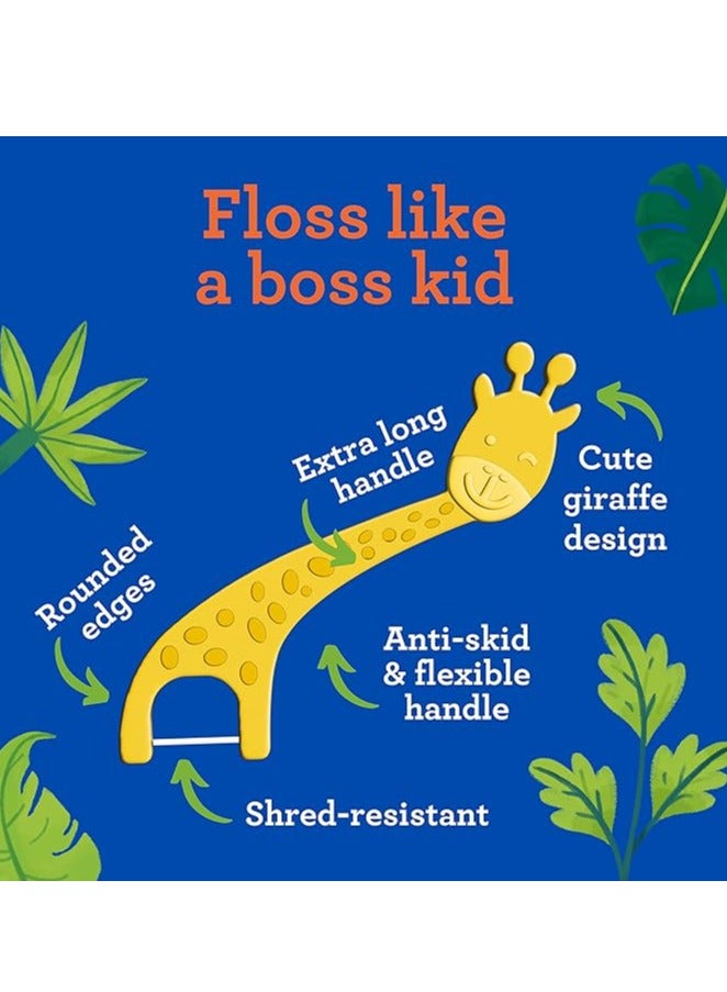 جوراناندا أعواد خيط تنظيف الأسنان للأطفال من جورو ناندا، أعواد طويلة جدًا على شكل زرافة مع الفلورايد، تصميم مضاد للانزلاق ومقاوم للتقطيع ومقبض صديق للبيئة ونكهة التوت، مثالية للأعمار من 3 سنوات فما فوق، 90 قطعة (عبوة من 1) - Image 4