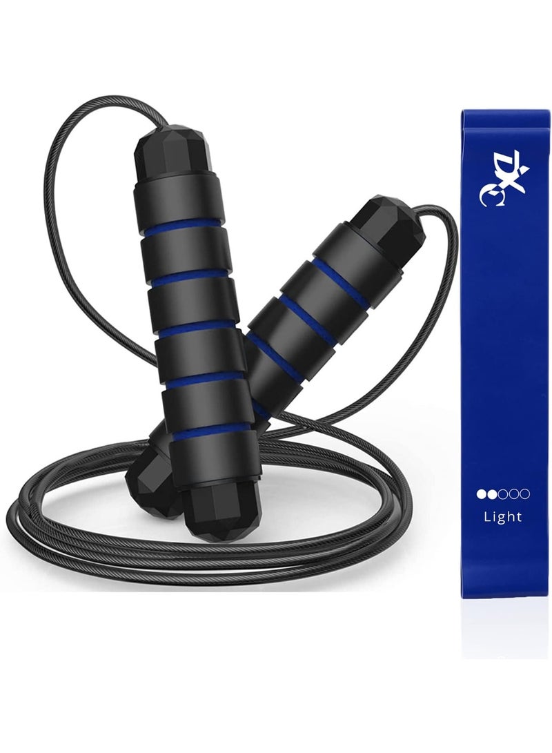 DXCFIT Jump Rope, Rapid Speed Jumping Rope Cable with Ball Bearings for Women, Men, and Kids, Adjustable Steel Jump Rope Workout with Foam Handles for Fitness, Home Exercise - Image 1