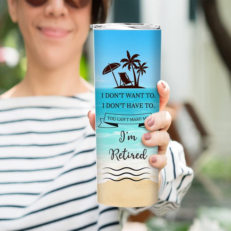Fatbaby Retirement Gifts for Women,Happy Retirement Travel Tumbler Cup,Retired Gifts for Women Coworker,Vacuum Insulated Stainless Steel Skinny Tumbler With Lid and Straw 20oz - Image 2
