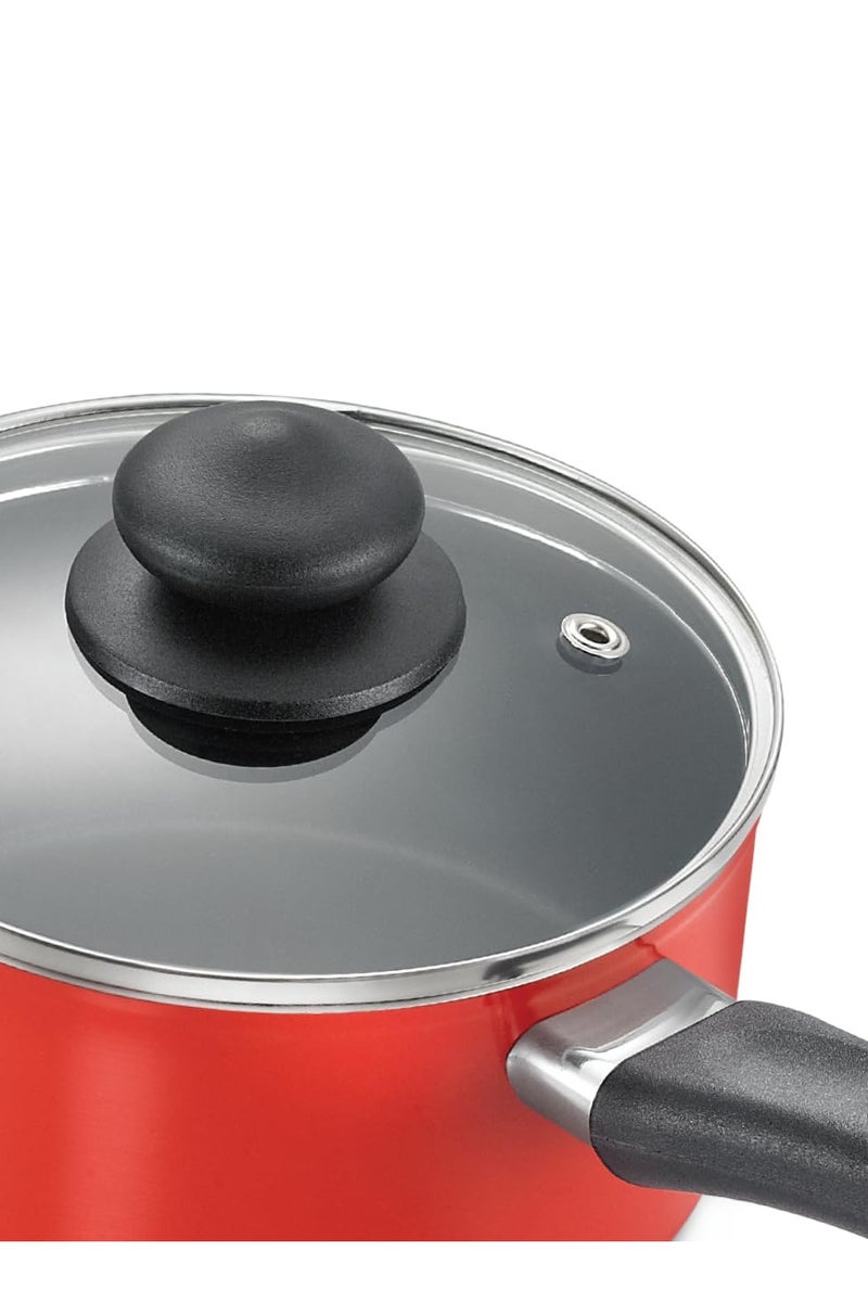 Aluminium Milk Pan With Lid 160mm Red  1.5L - Image 3