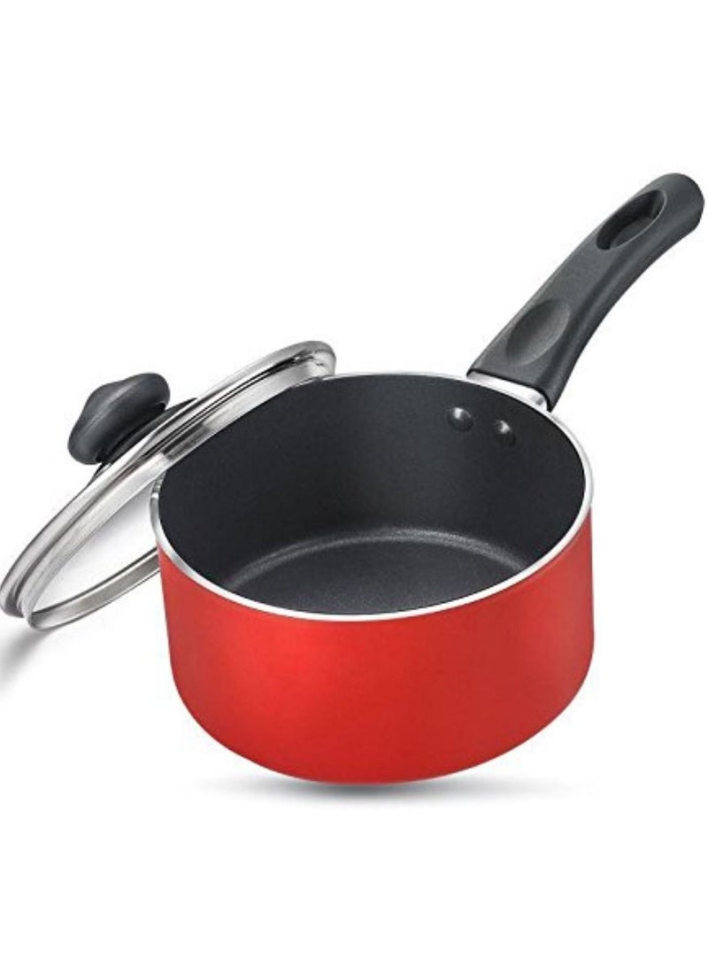 Aluminium Milk Pan With Lid 160mm Red  1.5L - Image 2