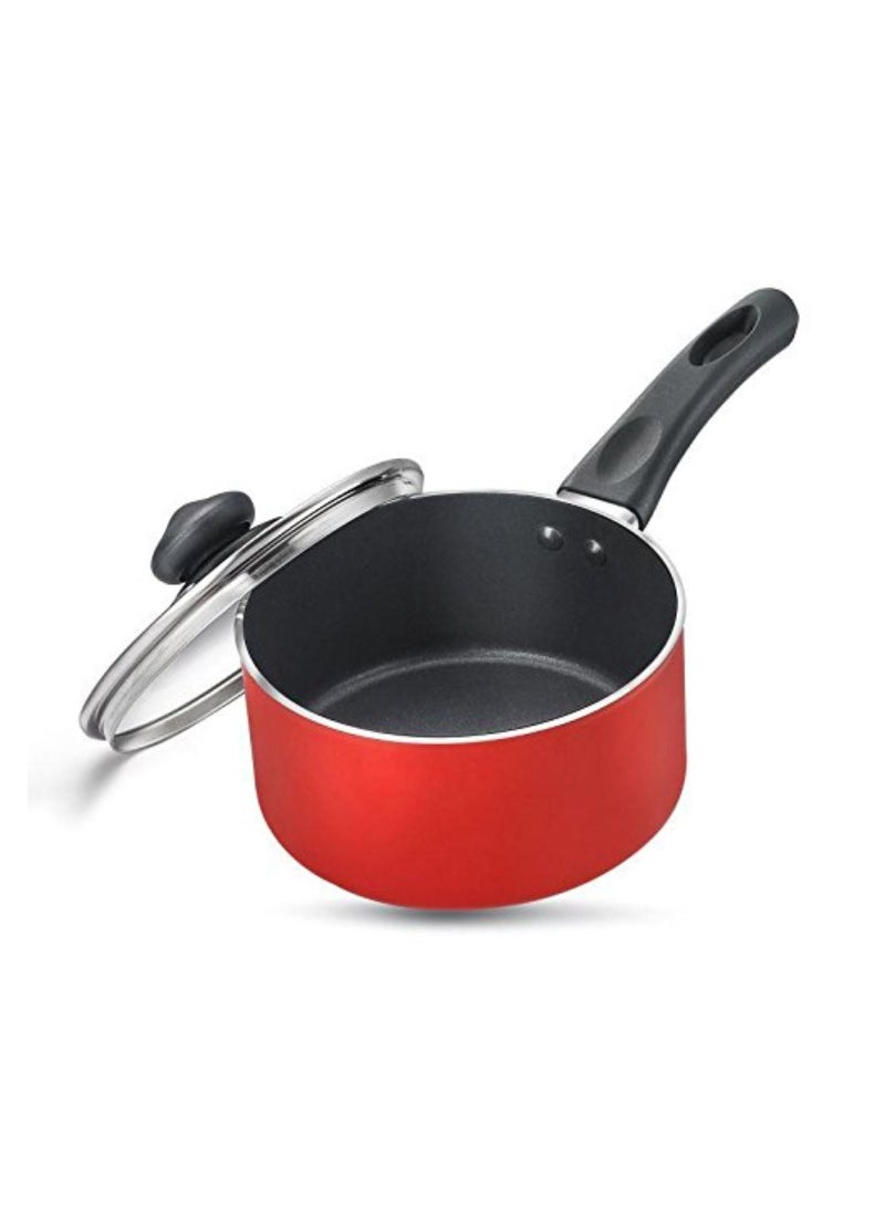 Aluminium Milk Pan With Lid 160mm Red  1.5L - Image 1