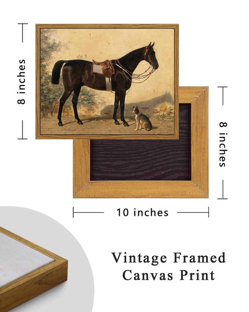 ARPEOTCY Framed Canvas Horse Wall Art, Horse and Dog Art Print for Home Decor, Rustic Farmhouse Country Shelf Wall Decor for Living Room, Bedroom, Bathroom, Office Aesthetic, 8x10 inch - Image 5