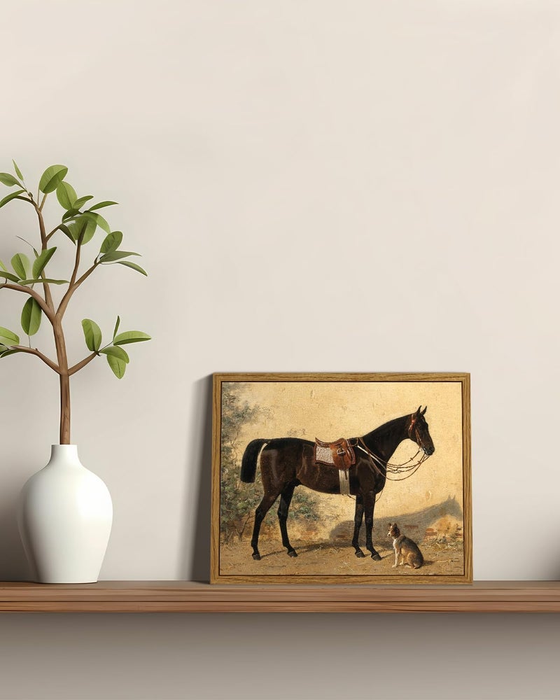 ARPEOTCY Framed Canvas Horse Wall Art, Horse and Dog Art Print for Home Decor, Rustic Farmhouse Country Shelf Wall Decor for Living Room, Bedroom, Bathroom, Office Aesthetic, 8x10 inch - Image 2