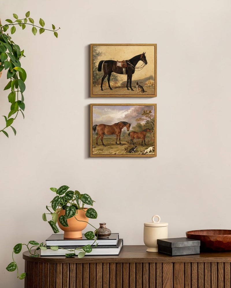 ARPEOTCY Framed Canvas Horse Wall Art, Horse and Dog Art Print for Home Decor, Rustic Farmhouse Country Shelf Wall Decor for Living Room, Bedroom, Bathroom, Office Aesthetic, 8x10 inch - Image 3
