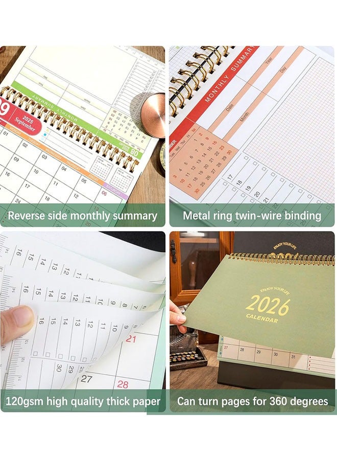 Desk Calendar 2026, Standing Flip Desktop Calendar from July 2025 to December 2026, Metal Ring Twin-Wire Binding 18 Months Medium Desk Calendar for Home Office School - Image 3
