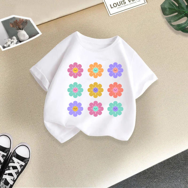 Girls' Short-Sleeved T-Shirt Cotton 2026 New Style Children'S Cartoon Print Half-Sleeve Girls' Korean Style Trendy Children'S Clothing - Image 1