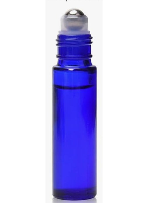 2 Roll-on Refillable Glass Perfume Bottle Purse or Travel Size - Blue 1/3oz .33 Fl. oz. 10ml