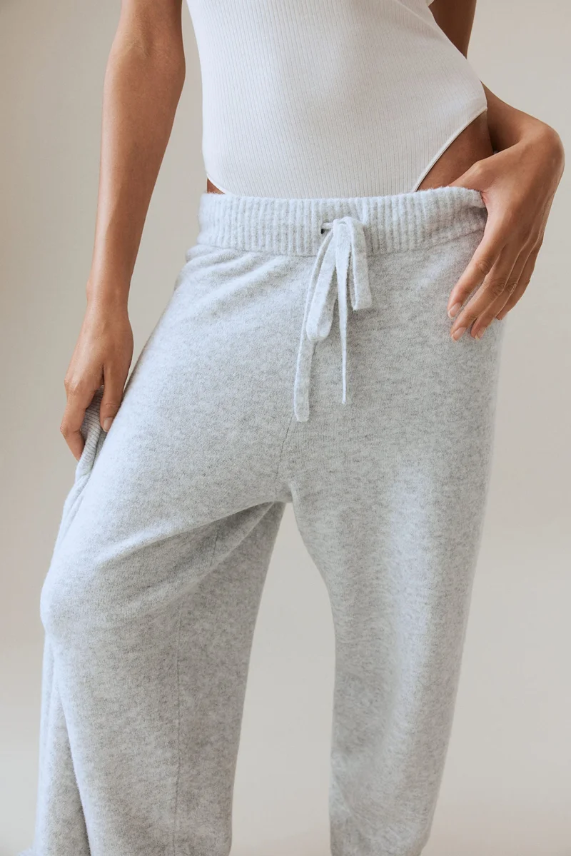 H&M Grey Dusty Light Fine-knit joggers for Women | Best Price UAE