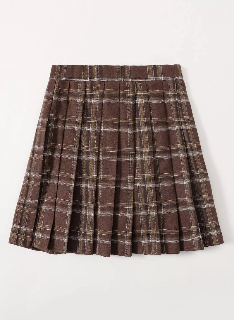 Zip Side Tartan Pleated Skirt  - Image 5