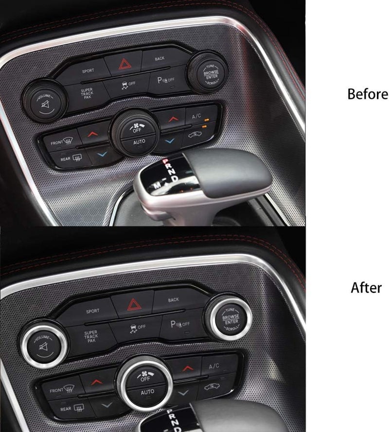 Keptrim AC Knobs Air Conditioner Switch Button for 2015-2020 Dodge Challenger Charger Chrysler 300 300s, for 2013-2018 Ram, Silver Aluminum, 3pcs - Image 2