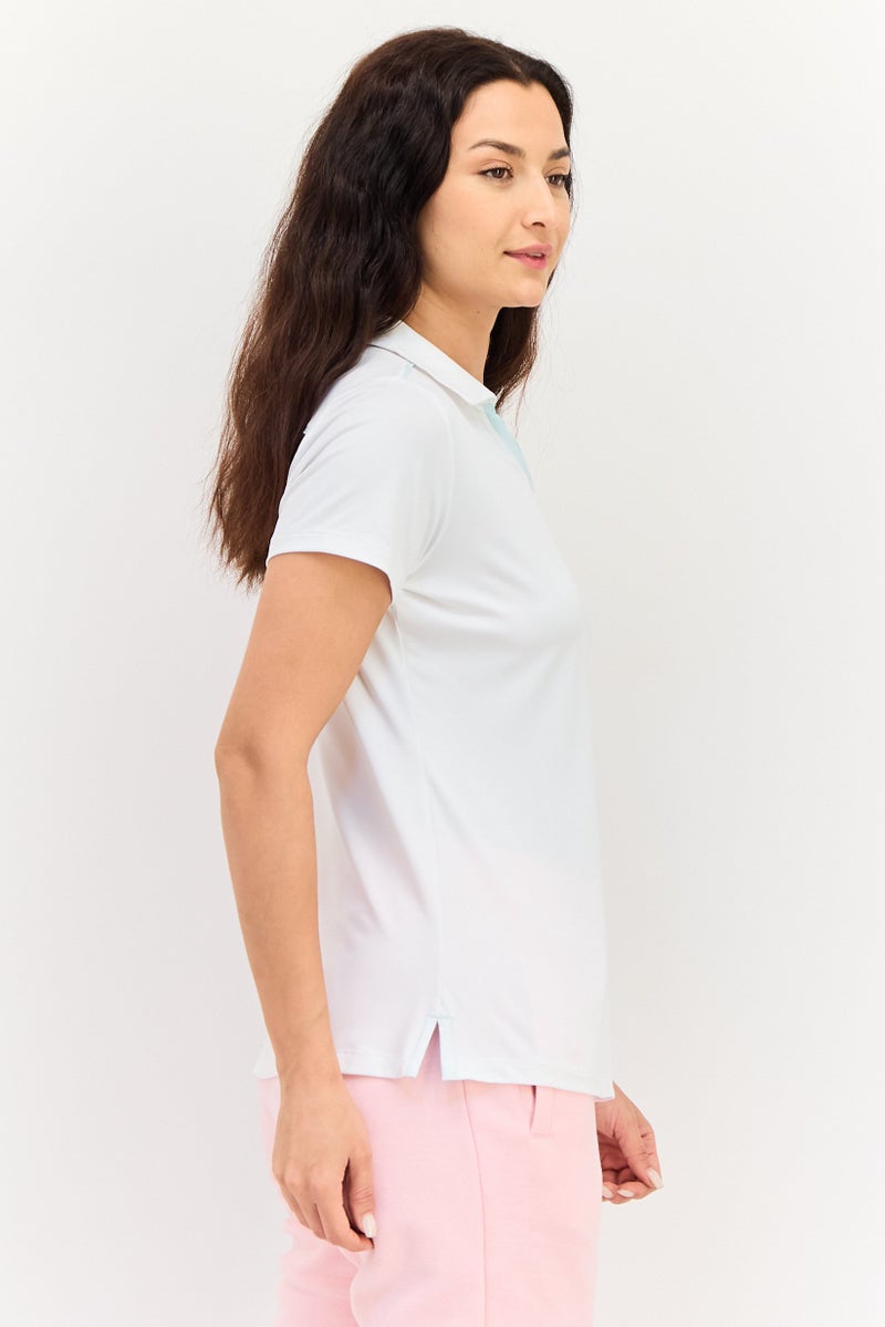 Columbia تي شيرت بولو خارجي قصير الأكمام للنساء، أبيض - Image 2