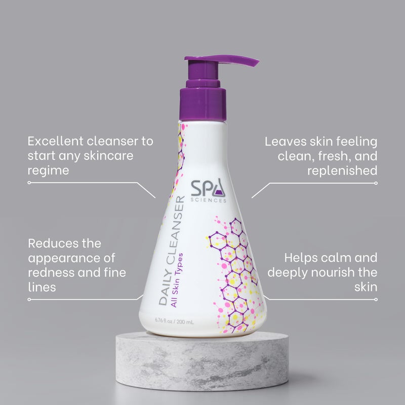 SPA SCIENCES - Daily Cleanser - Made in the USA - With Hyaluronic Acid, Antioxidants & Chamomile, Arnica Extracts - Soothe, Hydrate, Purify - Vegan - For All Skin Types - 6.76oz - Image 4