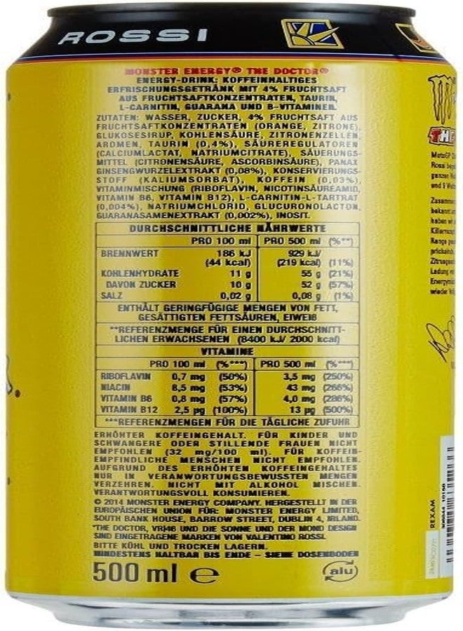 Monster Energy The Doctor VR/46 By Cougar, 500ml By Cougar (Pack of 6 Cans) | Premium Energy Drink with Citrus Flavor | Zero Fat, High Energy Boost | Ideal for Workouts, Gaming & Sports Edition (Imported-USA) - Image 3