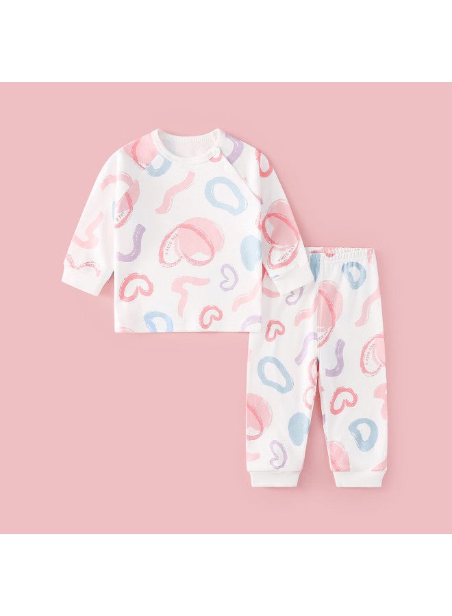 Duoxiluk Children's Underwear Set, Boys And Girls Two-piece Set, Spring And Autumn Pajamas, Colorful Mood [pink] Regular Size 110