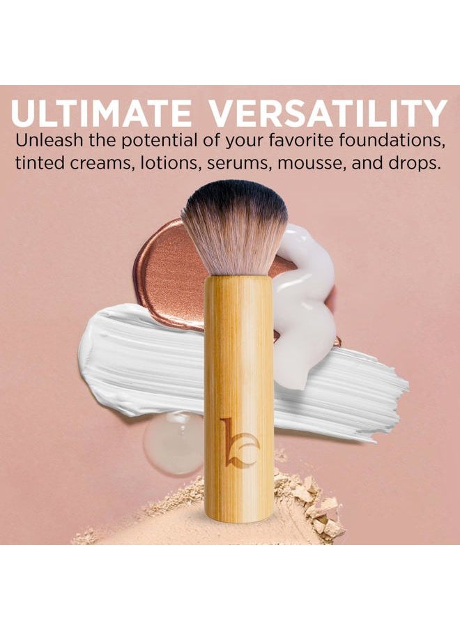 VIVE Kabuki Brush for Face - Ultra Soft Bronzer Brush for Blush, Loose Powder, Powder and Liquid Foundation & Self Tanner, Travel Friendy Makeup Blending Tool, Gentle on Skin  - Image 4
