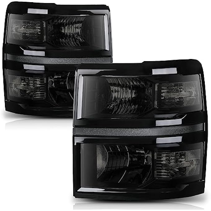 M-AUTO Headlights Assembly Factory Style Replacement For 2014 2015 14 15 Chevrolet Silverado 1500 Left And Right Driver And Passenger Side Chrome Housing Clear Corner Headlamp - Image 2