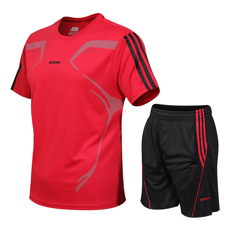Generic Sports Suit Mens Summer Fitness Short-sleeved T-shirt Mens Quick-drying Clothes Running Loose Casual Sportswear Large Size Royal Blue  - Image 4