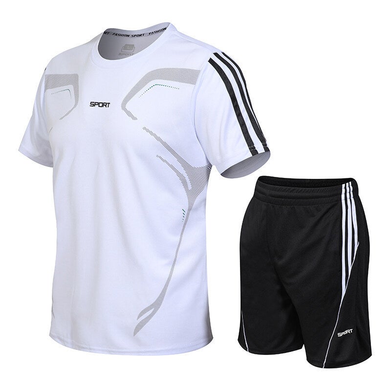 Generic Sports Suit Mens Summer Fitness Short-sleeved T-shirt Mens Quick-drying Clothes Running Loose Casual Sportswear Large Size Royal Blue  - Image 5