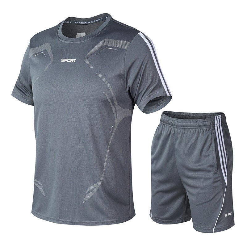 Generic Sports Suit Mens Summer Fitness Short-sleeved T-shirt Mens Quick-drying Clothes Running Loose Casual Sportswear Large Size Royal Blue  - Image 3