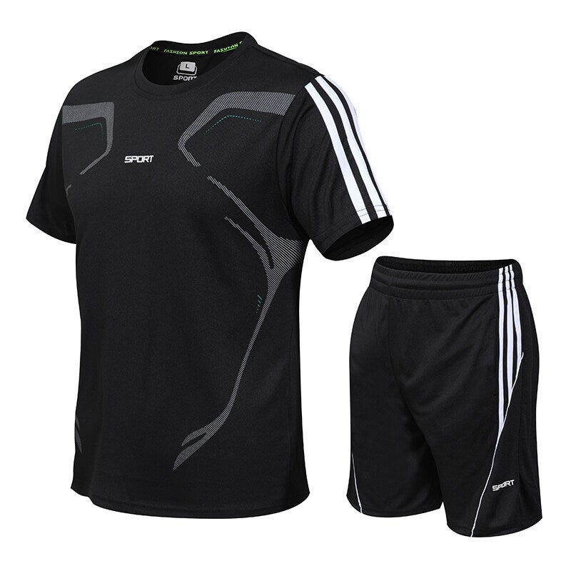 Generic Sports Suit Mens Summer Fitness Short-sleeved T-shirt Mens Quick-drying Clothes Running Loose Casual Sportswear Large Size Royal Blue  - Image 2