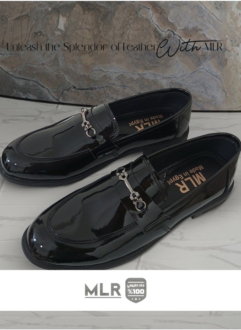 MLR Original Black MLR Shiny Classic Shoes with Rubber Sole - Image 1