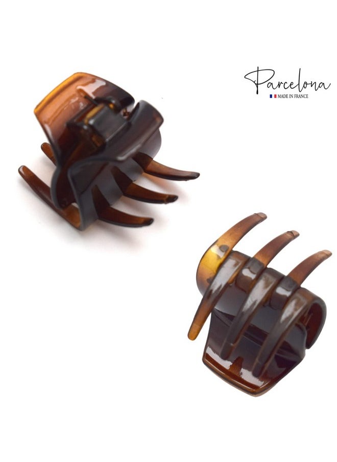 Parcelona - French Neo Classic Medium Covered Spring Celluloid Six Teeth Shell Hair Claw Approx 1 1/2 Inches - Image 1