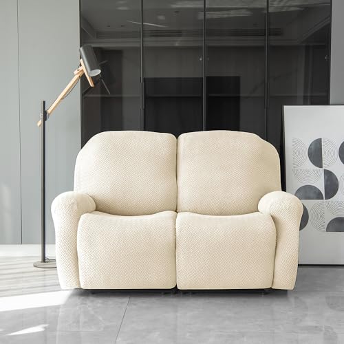 HOKIPO Premium 210gsm, Jacquard 2 Seater Recliner Sofa Cover, Beige (AR-4973-BGE) - Image 2