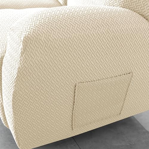 HOKIPO Premium 210gsm, Jacquard 2 Seater Recliner Sofa Cover, Beige (AR-4973-BGE) - Image 5