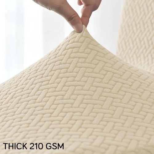 HOKIPO Premium 210gsm, Jacquard 2 Seater Recliner Sofa Cover, Beige (AR-4973-BGE) - Image 4