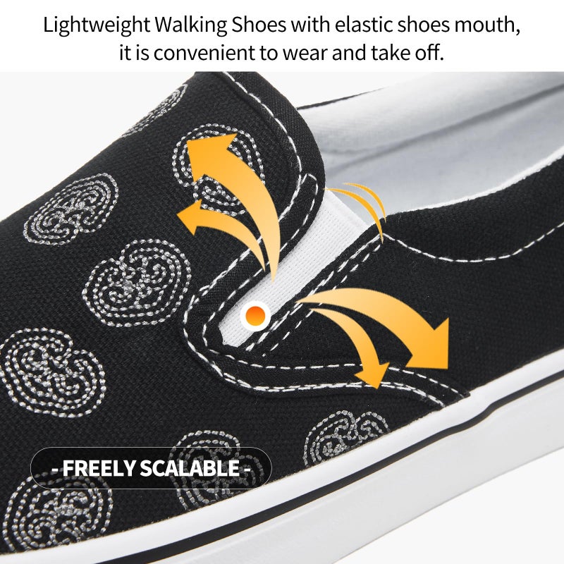 hash bubbie Women's Canvas Slip On Shoes Fashion Sneakers Flats Shoes White Canvas Shoes(Black-White.US11) - Image 4
