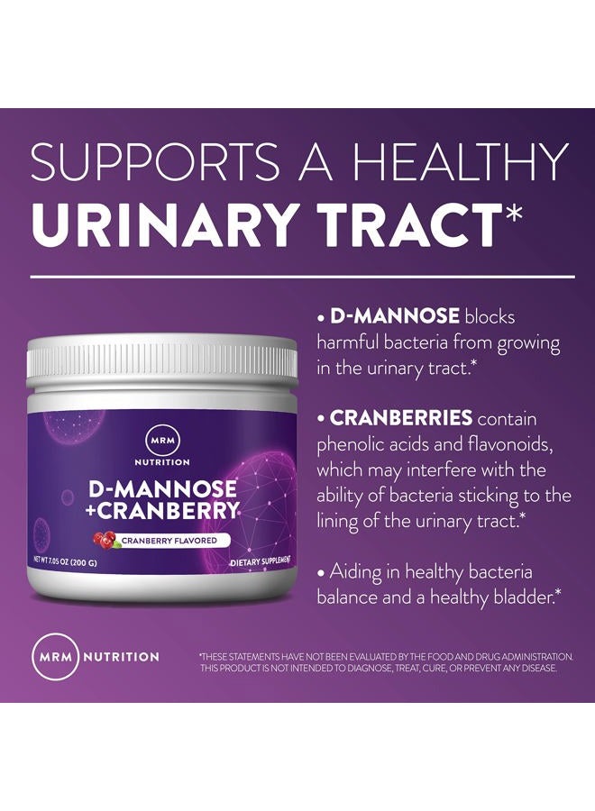 MRM Nutrition D-Mannose + Cranberry | Cranberry Flavored | Urinary Tract + Bladder Health | Low-Sugar | Gluten Free + Vegan | 40 Servings - Image 4